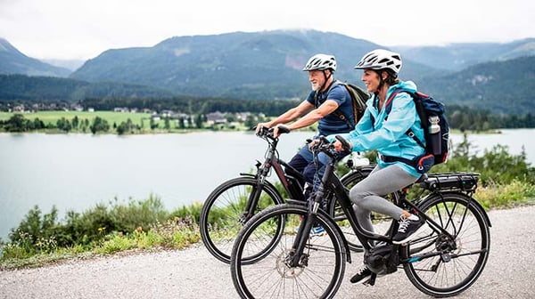 Couple on bikes
