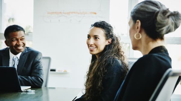 Two people in a meeting