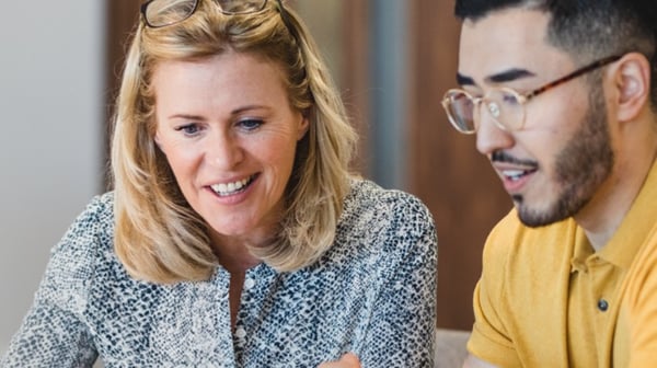 Man and woman talking