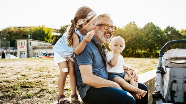 Grandpa and grandkids on a day out