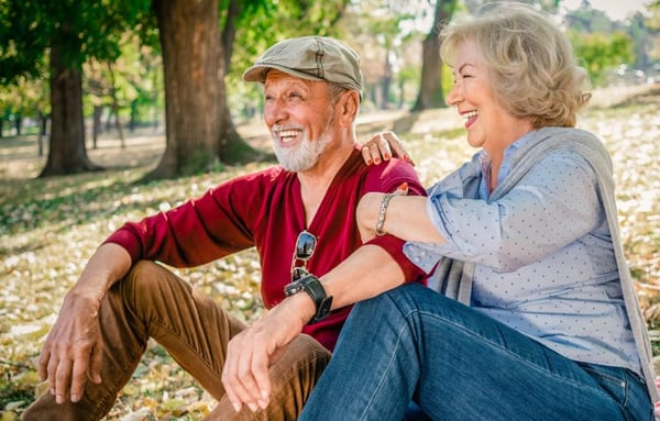 Senior couple sitting in the park